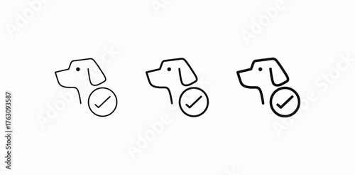 dog head verified check icon sign vector