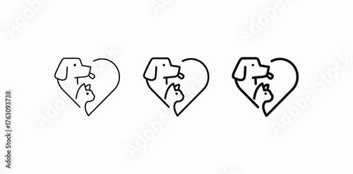 pet dog cat heart icon sign vector