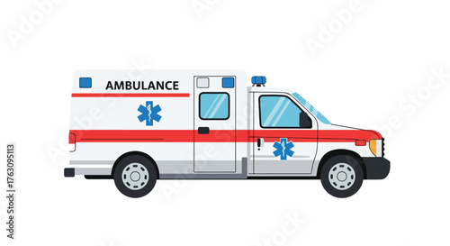 Ambulance Vector 2d Illustration – Emergency Vehicle and Medical Transport Design – Healthcare and Rescue Service Illustration