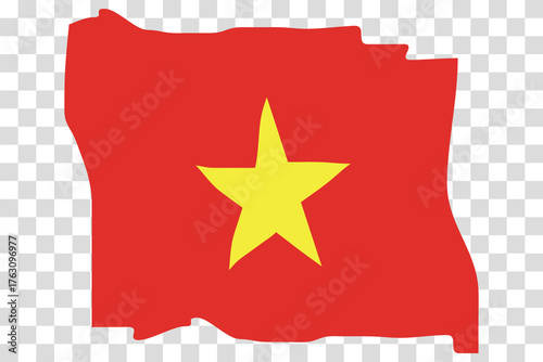 Waving Flag of Vietnam. Vietnamese national symbol in official colors. Template icon. Abstract vector background. Fluttering effect.