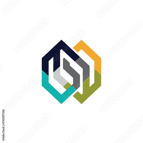 Free Download Abstract geometric logo with interconnected hexagonal shapes. - GFXLoad