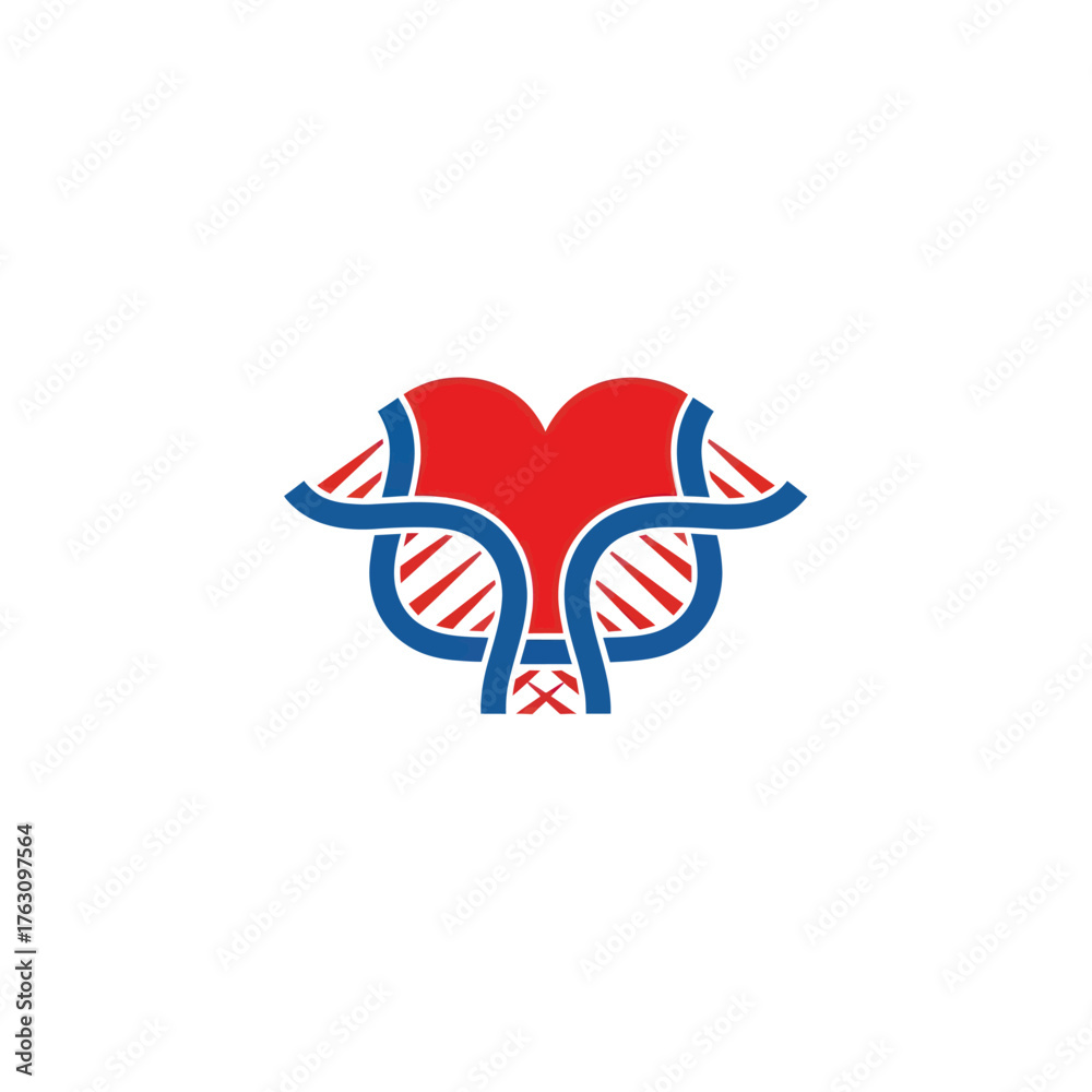 Obraz premium DNA Double Helix Wrapped Around a Heart Symbol.
