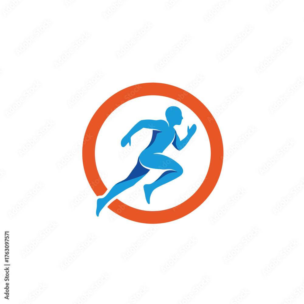 Fototapeta premium Dynamic running athlete logo for sports and fitness.