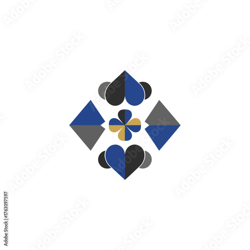 Geometric arrangement of playing card suits icon.