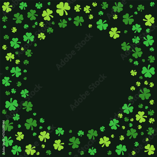 Green clovers surrounding a black center with a hole - vector illustration or banner
