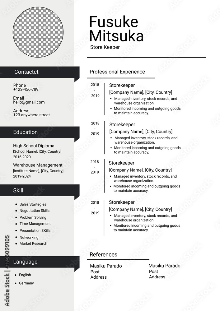 Obraz premium Professional curriculum vitae design template 