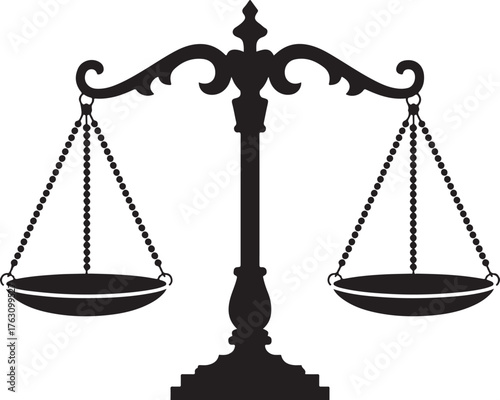 Justice Scales Icon in Black and White for Legal, Justice, and Equality Projects