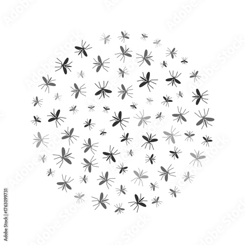 Mosquitoes - vector round concept illustration or banner