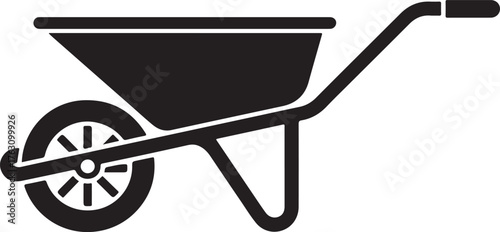 Wheelbarrow Icon in Black and White for Gardening, Construction, and Outdoor Projects