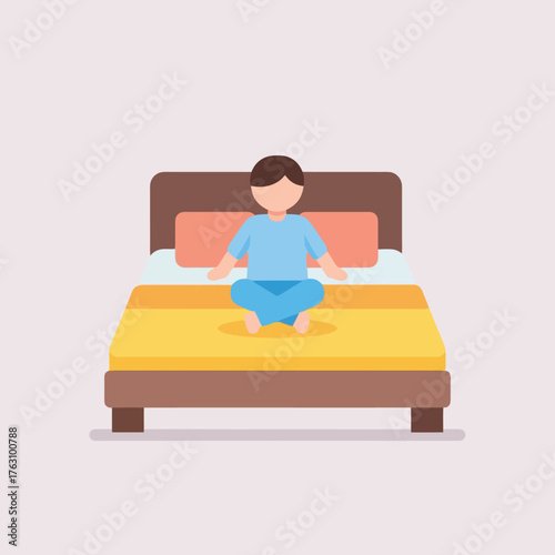 Start your day with mindfulness, person meditating on bed in the morning