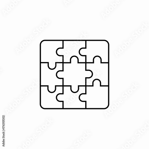completed square puzzle icon sign vector