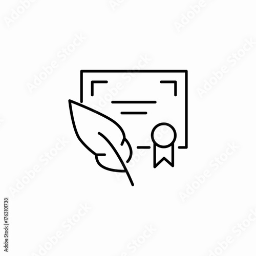 feather certificate document icon sign vector