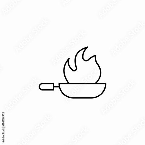 frying pan fire icon sign vector
