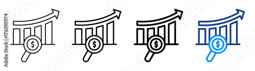 Financial Analysis Icon Different Style Outline Collection Set