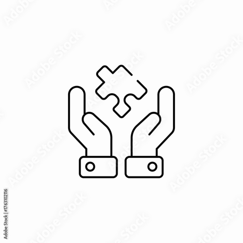 hands holding puzzle icon sign vector