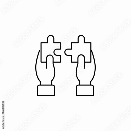 hands solve puzzle icon sign vector