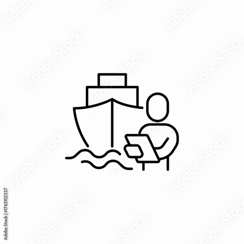 inspector ship document icon sign vector