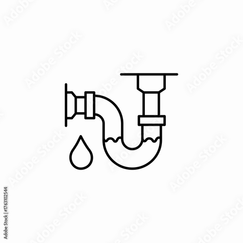 leaking drain pipe icon sign vector