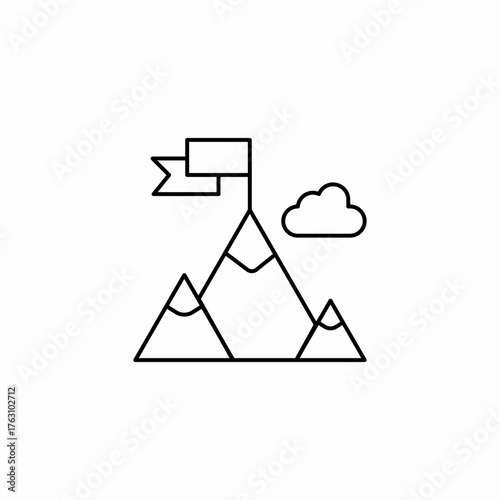 mountain peak goal icon sign vector