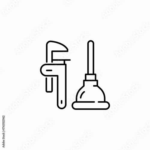 plumber tools adjustable icon sign vector