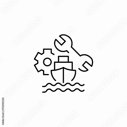 ship repair maintenance icon sign vector