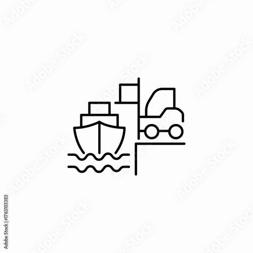 ship truck port icon sign vector