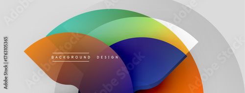 Abstract colorful design. Overlapping layers create dynamic visual effect. Modern background with gradient hues, simple text element.