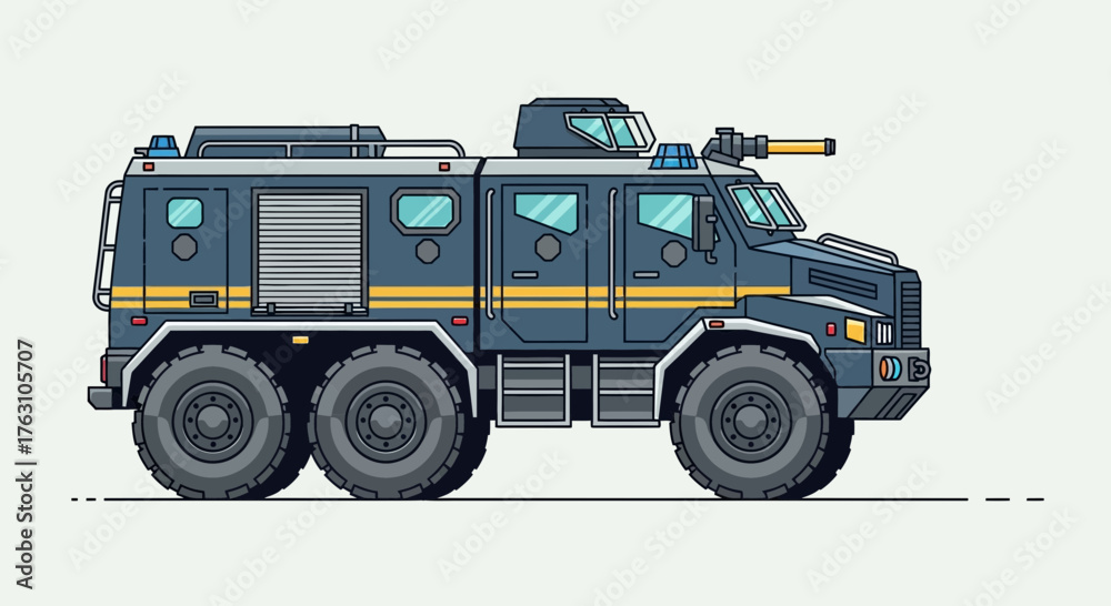 Obraz premium Armored Personnel Carrier A Detailed Vector Illustration.