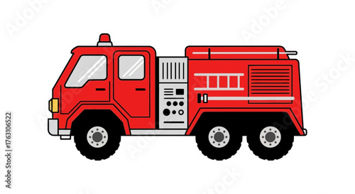 Bright red fire truck ready to respond to emergency situations quickly 1.