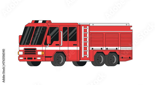 Bright red fire truck ready to respond to emergency situations quickly 2.