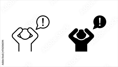 Worry linear icon set. Emotional stress, anxiety thin line, vector illustration on white background