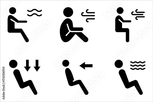 Simple icon set of car air conditioning, Car AC control line icon. Climate control functions symbol. vector illustration on white background