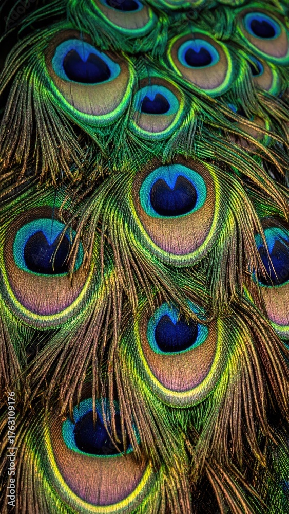 Fototapeta premium Vivid plumage of iridescent feathers