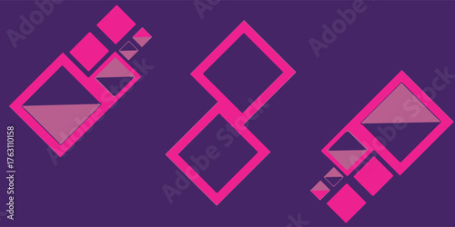Abstract geometric shapes in pink and purple, artistic design.