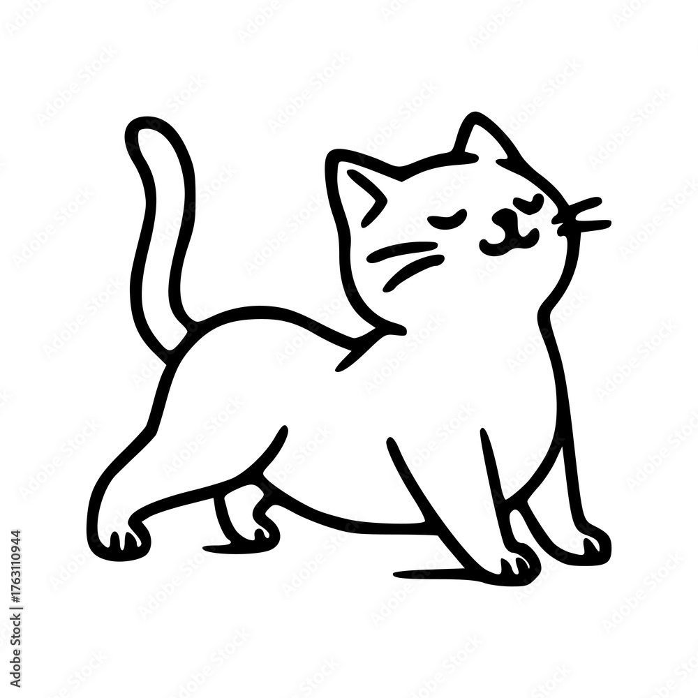 Fototapeta premium simple doodle of a relaxed domestic cat