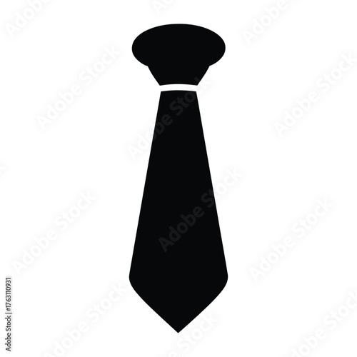 necktie black graphic icon of a classic with a visible knot and collar detail.