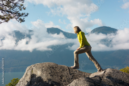 Female hiker on a mountain top
