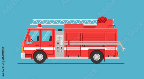 Side view of a red fire truck emergency vehicle illustration.