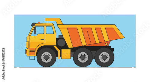 Yellow and Orange Dump Truck Illustration.
