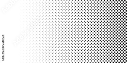 Simple Halftone gradient texture background. Faded checkered gradation wallpaper. Black and white squared pixels. Abstract vanishing comic pop art backdrop. Vector background