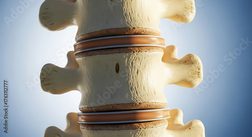Close up of human spine vertebrae and discs human anatomy