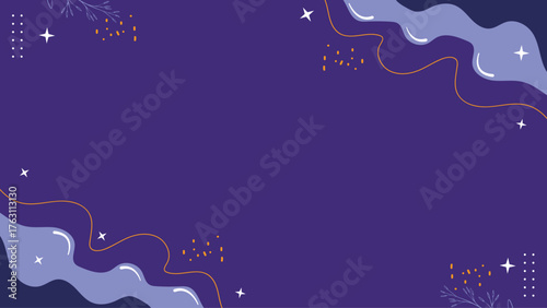 Elegant Abstract Purple Background with Wavy Shapes Stars and Decorative Elements for Invitation Poster and Banner Design.
