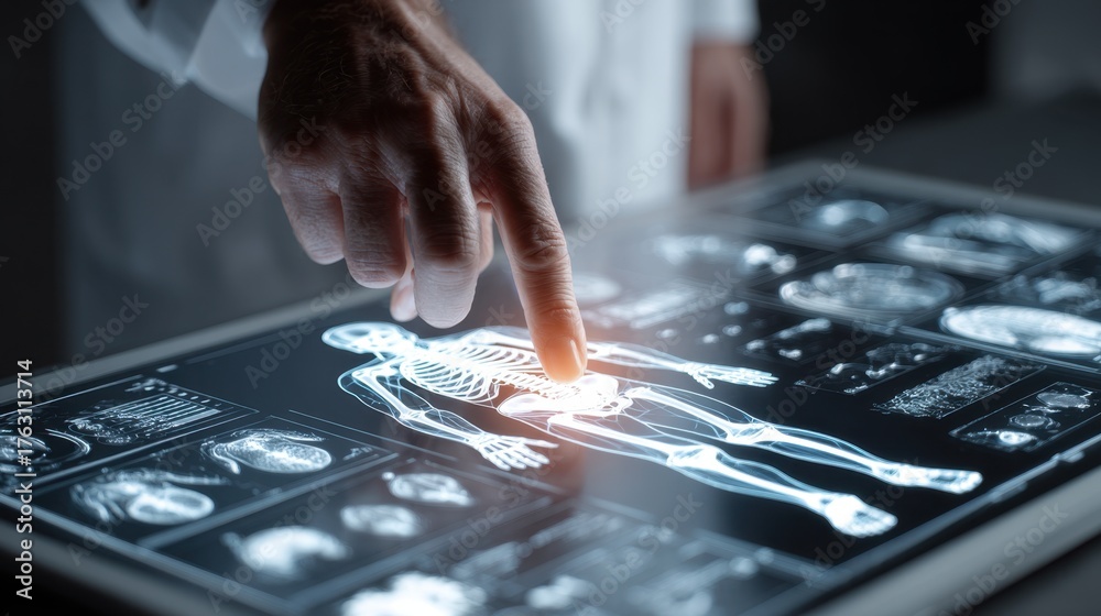 Fototapeta premium Advanced Medical Imaging Technology Displaying Human Anatomy on Digital Screen for Healthcare and Education Purposes