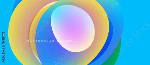 Abstract colorful layers create dynamic circular design. Gradient hues blend, forming vibrant visual experience. Modern background element.