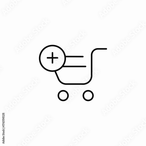 add item trolley icon sign vector