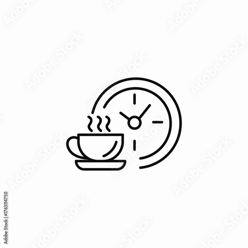 break time clock coffee icon sign vector