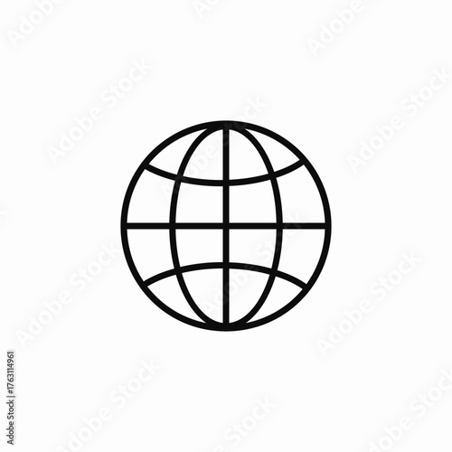 classic gridded globe icon sign vector
