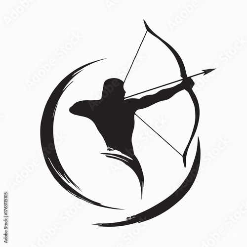 Classical Archer Soldier Vector Logo isolated on white background