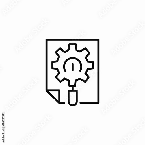 document gear process info icon sign vector