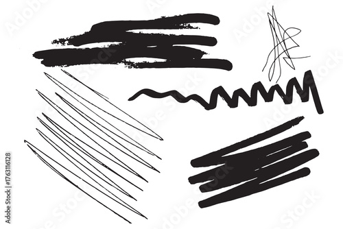 Vector art of abstract black ink brush strokes